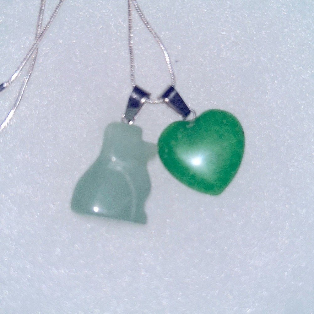 Boho Hippie Jade Dog Sterling Silver Necklace 18”